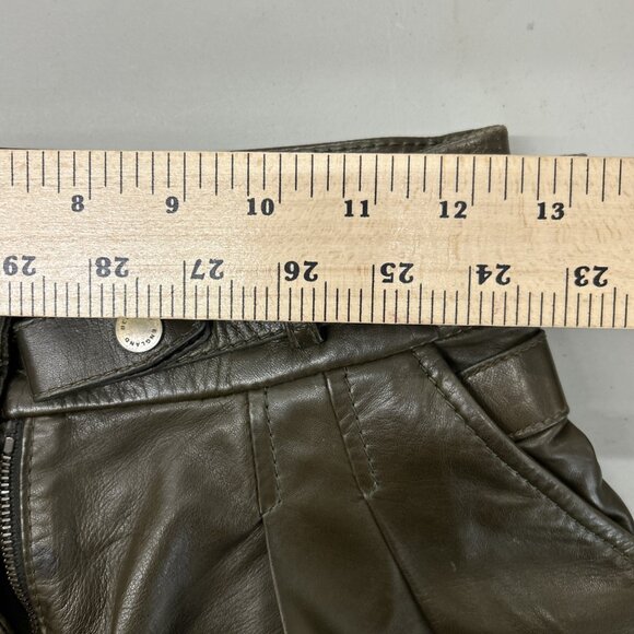 Belstaff Womens Size XS Leather Pleated Shorts With Belt In Brown - Picture 5 of 16